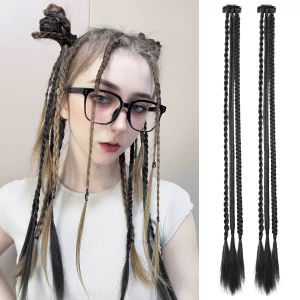 Phụ Kiện Tóc Giả Jazz Dance Sweet Cool Braided Wig Fake Hair Protein Silk Y2K Bangs Dirty Dreads Internet Famous Hair Extensions