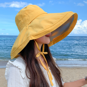 Womens Fishing Cap Large Brim Hat Face Covering Sunscreen UV Protection Summer Spring Autumn Sun Protection Hat Casual Plaid