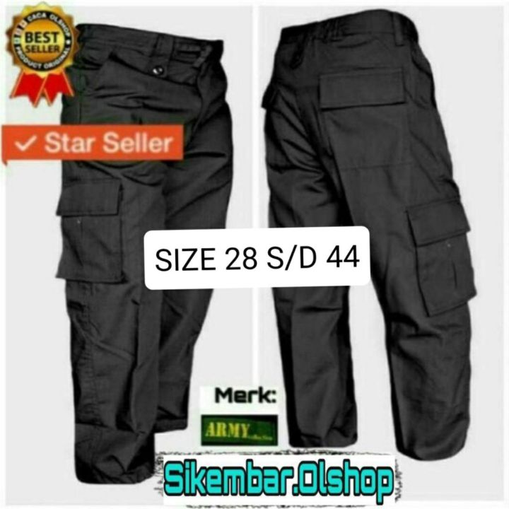 Celana PDL Hitam Brimob Ripstok Kargo Lapangan Latihan Outbone Outdoor. Kualitas Terbaik !