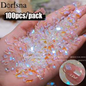 Dorisna 100Pcs/Bag Quality Sparkle Mini Flatback Diamonds For Nails Decoration Horse Eyes Water Drop Shaped Mixed Aurora Rhinestone