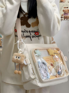 สไตล์เกาหลี กระเป๋าสะพายข้างความจุขนาดใหญ่ เรียบง่าย ผู้หญิง โปร่งแสง กระเป๋าสะพายไหล่เดี่ยวแบบมีฟองอากาศ กระเป๋าสะพายข้าง กระเป๋าพายน์