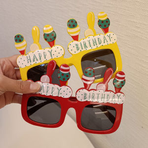 แว่นตาวันเกิดสำหรับผู้หญิงอุปกรณ์ถ่ายภาพเซลฟี่แบบตลกน่ารักสำหรับเพื่อนสาวของตกแต่งเค้กแว่นกันแดดวันเกิดมีความสุขยอดนิยม