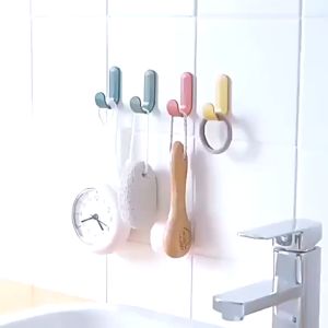 Encora Punch Free Wall Mounted Plastic J Hook Shape Penyangkut Dinding Plastik Wall Hanging Hook J Shape Hook