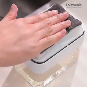 Dishwashing Sponge Holder and Liquid Dispenser + Soap Tray Kitchen 3 in 1