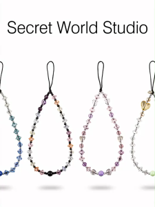 BasicSpark Colorful Crystal Blue Bead Phone Strap Heart Lantern Pendant Women Lanyard Gantungan Telefon Tangan Phone Case Airpods Decoration Chain