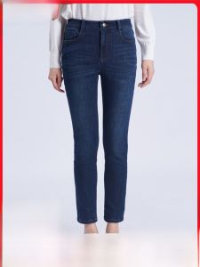 นักออกแบบของแท้ ผ้าขนแกะ เรียงราย สลิมฟิต เดนิม กางเกงยีนส์ ผู้หญิง ฤดูใบไม้ร่วง ฤดูหนาว 2024 อินเทรนด์ Brother Charisma Warm Pencil กางเกง