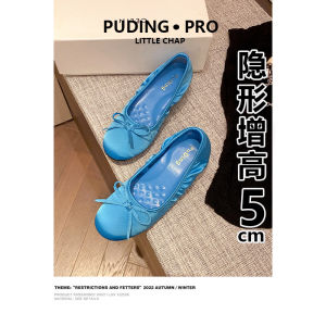 French Style Ballet Bean Shoe Womens Spring New Arrival 2025 Heels Inner Heightening Mary Jane Single Shoes Leather Upper