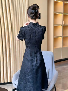 Elegant Short Cheongsam Dress Young Style New Fashion Daily High Waist Korean Version Short Sleeve Solid Color Summer Dress