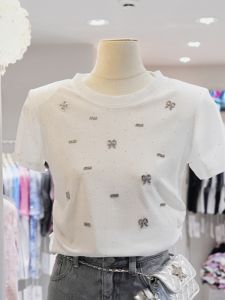 Áo Thun Cotton Tay Ngắn Mùa Hè 2025 Dành Cho Nữ Dáng Ôm Vừa Vặn Họa Tiết Bướm Chất Liệu Cotton Nguyên Chất Áo Thun Ngắn