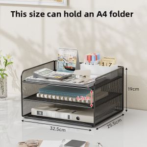Office Desktop Metal File Storage Rack Document Organizer Stationery Material Holder Archive Box Business Supplies Organizer