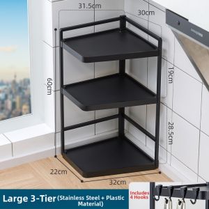 Stainless Steel Multifunctional Layered Tabletop Condiment Storage Rack Black