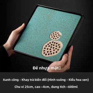 JISU | Khay Trà Sứ Men Xanh Phong Cách Trung Quốc Cổ Điển