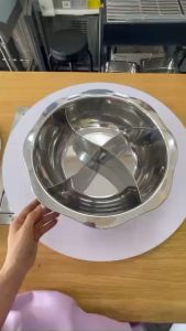 Nồi lẩu 4 ngăn tròn xoong nấu lẩu tròn 4 đáy nồi inox tròn bếp từ âm bàn nồi lẩu inox bếp từ tròn 4 ngăn