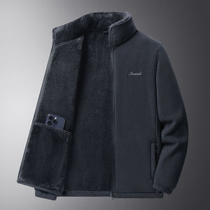 Polar Fleece Jacket Male Loose Lapel Warm Mens Clothing Autumn and Winter Trends Fleece-lined Thickened Fleece Casual Jacket