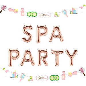 LaVenty Spa Party Balloons Nail Polish Banner Spa Party Banner Spa Theme Salon Party Decoration Makeup Party Decoration