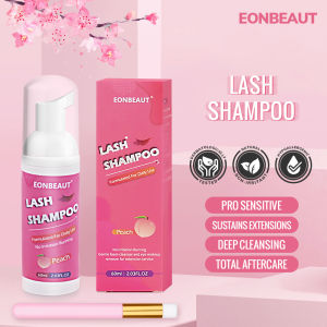 Eonbeaut Mousse Liquid Fake Eyelash Extension 60ml Glue Peach Shampoo Lash Adhesive Beauty Shop Clean Foam Pump No Stimulation