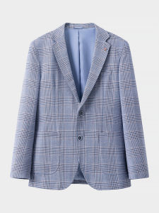 Comfortable Fashionable Plaid Mens Business Casual Suit Jacket Spring New Style Large Brand round Bottom Standard Fit Long Sleeve