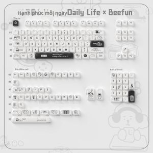 Bộ Keycap PBT Nhuộm Màu MOA Màu Be Họa Tiết Hoạt Hình Dễ Thương Cuộc Sống Tươi Vui Dành Cho Bàn Phím Cơ Switch MX Thiết Kế Tròn.