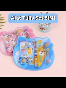 Alat Tulis Karakter Set 8 Pcs / Mini Stationery Character / Paket Lengkap Pensil Motif Kartun -HOMIA