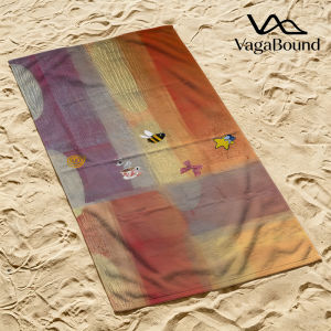 Bee & Tea Sticker Collage Quick Drying Beach Towels Lightweight Fast-drying Super Absorbent It is a must-have item for summer