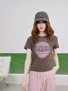 Retro Vintage Letter Print Slim Fit Short Sleeve Tshirt