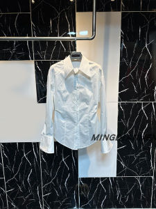 Chic Style Slim Fit White Shirt Pure Color Base Layer Top Korean Version Long Sleeve Polo Collar Regular Thickness Chinese Origin