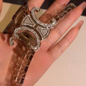 New Fashionable Full Diamond Clip Womens Hair Accessories Large Letter Back Of Head Clip Retro Court Style Non-Tessellated Mosaic Material