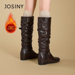 Josiny | White Western Pointed Knight High Heel Boots