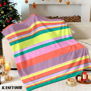 Beast Kingdom | Vibrant Color Bands Winter Summer Flannel Blanket Throw Fleece Soft Fuzzy Plush Cozy Fleece Blankets for Sofa Ideal Gifts