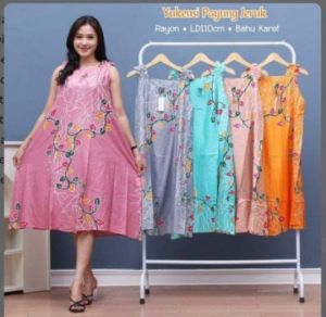 Daster Lowo Jumbo Batik Cap Salur Terbaru Kekinian Busui Bumil / Dress Kalong Salur Rayon Super Adem Halus Bernafas Tidak Nerawang Kekinian