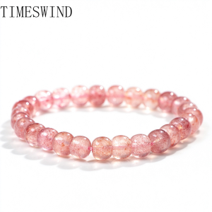 TIMESWIND Original Strawberry Quartz Natural Crystal 8mm Barrel Beads Women Bracelet Fashion Jewelry for Gift with Certificate