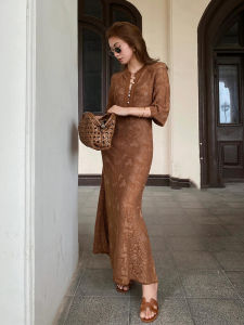 DANTING | Charming Elegant Lace Dress Beige