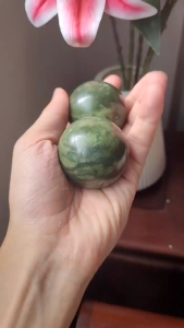 Cặp Bi Lăn Tay PAG Đá Serpentine Tự Nhiên Tăng Cường Sức Khoẻ Dụng Cụ Xoa Bóp Tay