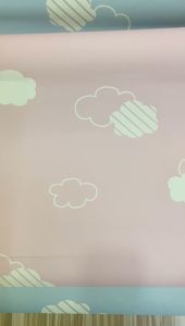 Wallpaper Vinyl Anak Balita Play Study Bed Room Motif Awan Pink Biru Lucu Unik