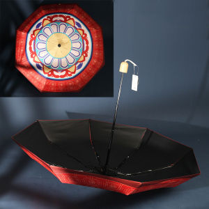 Peixin Original Red Top Caisson Ceiling Bamboo Long Handle 16 Bone Chinese Ancient Style Double Layer Sun Protection New Year Red Umbrella Sunshade