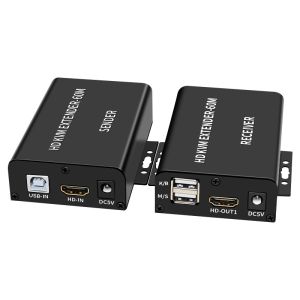 60m HDMI Extender By Cat5e Cat6 Rj45 Ethernet Cable 1080P Audio Video Converter Support USB Keyboard Mouse HDMI Loop for Laptop PC To TV Monitor