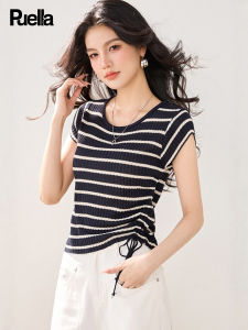 puella | Summer Thin Short Womens Knitwear Ice Silk Drawstring Design