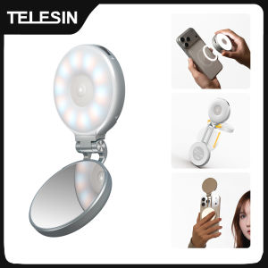 Telesin | TELESIN Magnetic 360° Rotation RGB Fill Light Mini Selfie Light 3 Mode Adjustable Color Brightness for Smartphone Iphone Android