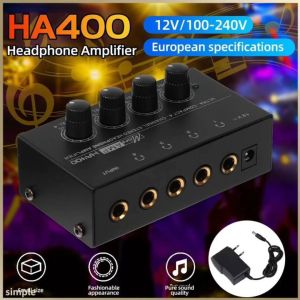 KEBETEME 4 Channels 8Channels Mini Headphone Amplifier HA400 Ultra-Compact Stereo Audio Amplifier With Power Adapter 10MHz Earphone Amp for Music