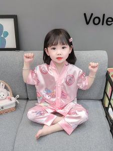 Bộ Đồ Ngủ Lụa Băng Mùa Hè Cho Bé Gái Bộ Đồ Mặc Nhà Bằng Vải Polyester Mỏng Thoáng Khí Có Họa Tiết Hoạt Hình Cho Bé Gái Từ 1-6 Tuổi