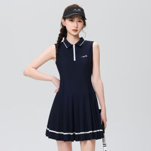 ชุดเดรสแขนกุดมีปกซิปกางเกงเล่นกอล์ฟสไตล์ใหม่สำหรับผู้หญิงแฟชั่นคุณภาพสูงเพรียวบางกันความชื้นระบายอากาศยืดหยุ่นสบายกลางแจ้งลำลองกระโปรงสุ่มกีฬา