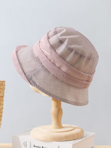 Womens Fishing Cap Summer New Style Sun Protection Breathable Thin Splicing Bucket Hat Wide Brim Casual Polyester Fiber