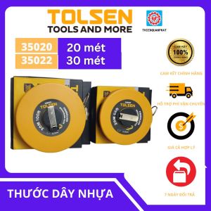 Thước cuôn dây nhựa Tolsen 35020 (20 mét) 35022 (30 mét) với hệ mét và inch thông dụng trong đo đạc