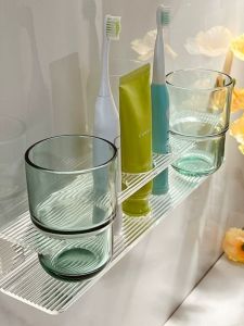Toilet Electric Toothbrush Rack Toilet Punch-Free Gargle Cup Wall-Mounted Acrylic Vanity Storage Rack