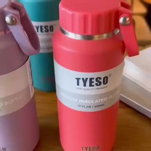 TYESO | TYESO 500/710ml Thermos Cups Stainless Steel Easy-Pull Cup Outdoor Sport Water Bottle with Handle Portable Travel Mug Hydration