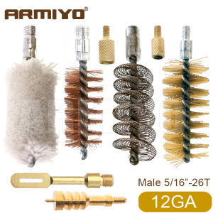 Armiyo .17Cal ~ 12GA Bronze Hose Hard Pipe Hunting Cleaning Gun Brush Cotton Swabs 4mm/5mm Rod Puller Holder Copper Tip Jag