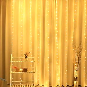 Curtain Fairy Lights 200 LED 66ft Waterproof String Lights with ON/OFF Switch USB Power Remote Control – Ideal for Christmas Weddings Bedroom Garden and Parties