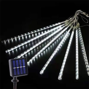 Solar Meteor Shower Rain String Lights Waterproof Garden Light 8 Tubes Christmas Tree Holiday Party Wedding Holiday Decoration