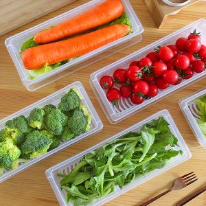 Hộp đựng đồ thực phẩm để tủ lạnh có khay đỡ khô thoáng