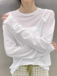 White Long Sleeve T-Shirt Womens Spring Autumn Casual Style Base Layer Shirt Sun Protection Cover up New Winter Fashion